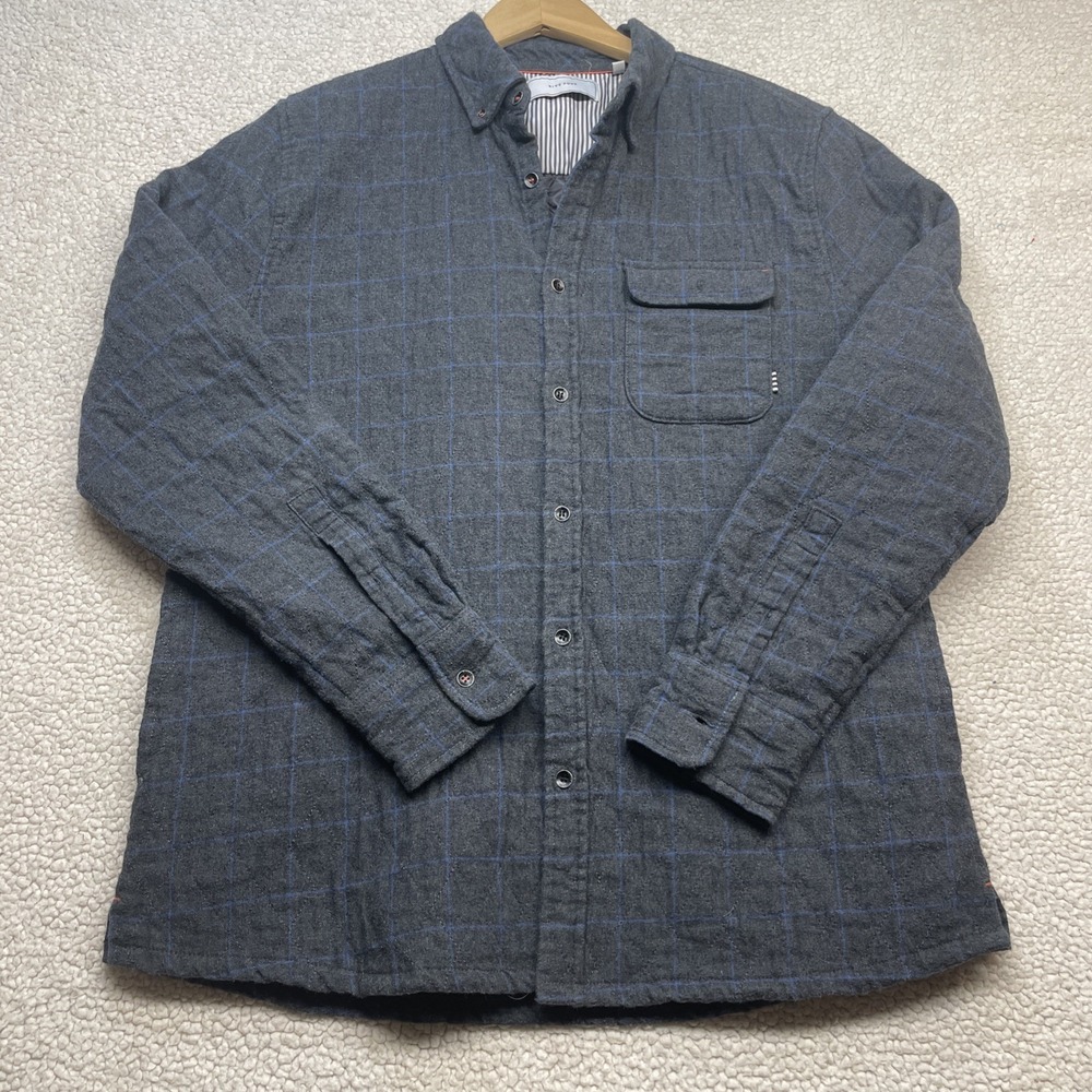 Five Four Flannel Shacket‎ Men L blue Quilted Lined L/S Workwear Button Down